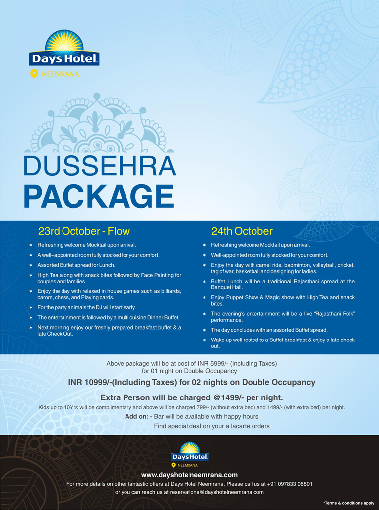 Dussehra-Package-Offer-2015-at-Days-Hotel-Neemrana