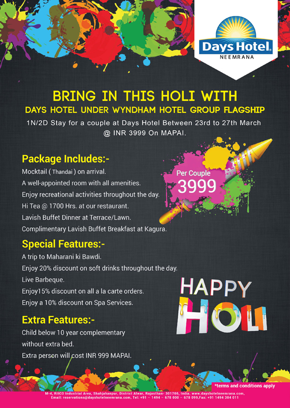 Holi-Easter-Weekend-Hotel-Offer-Packafe-Delhi-Neemrana-2016